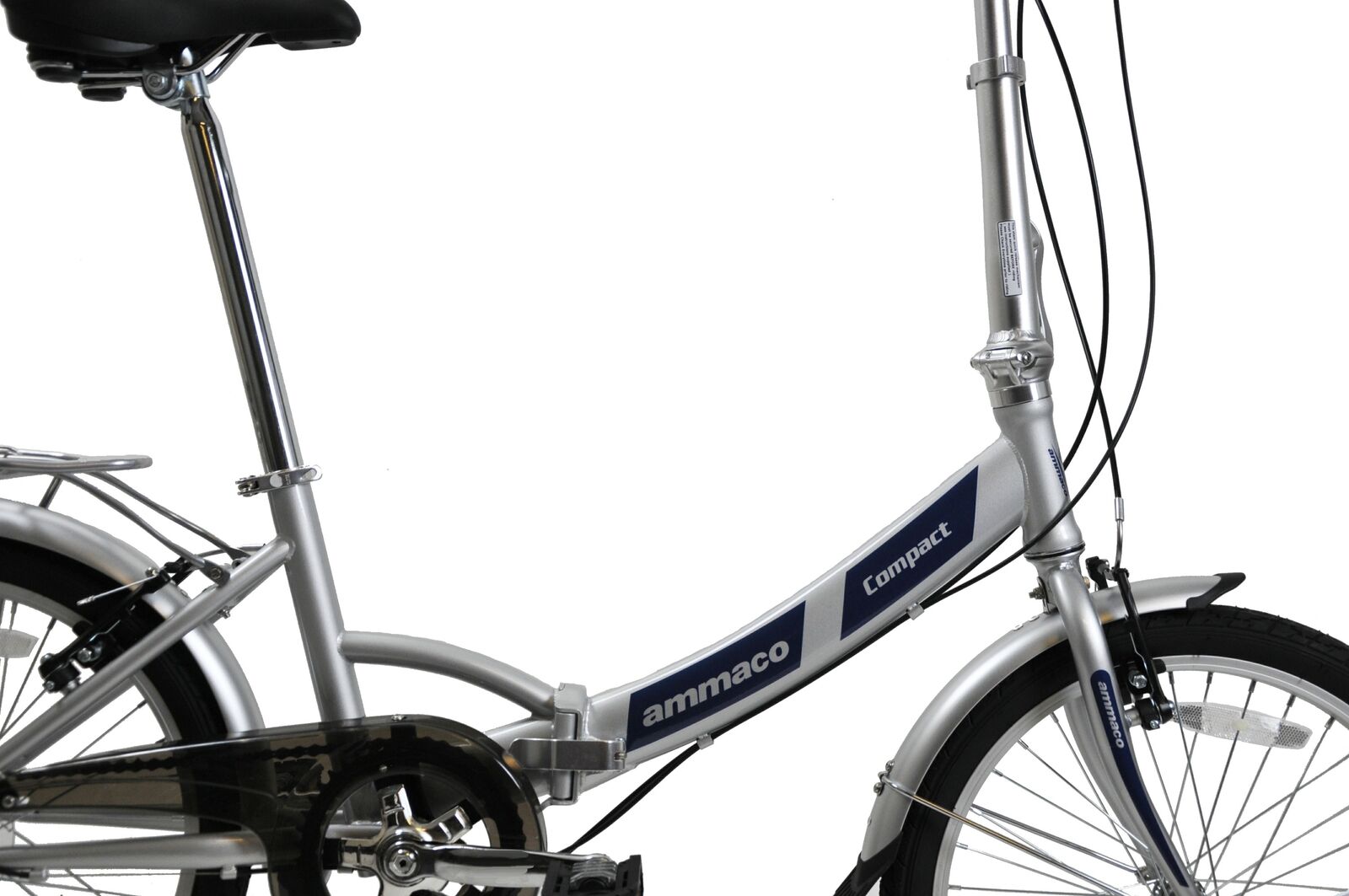 Ammaco Pakka Compact 20 Inch Wheel Folding Shopper Camping Bike 6 Speed Silver