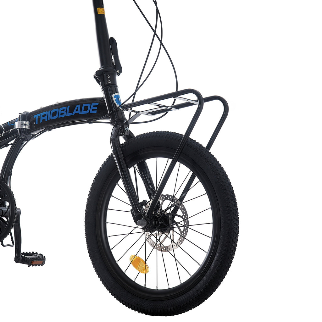 Folding Bicycle 20 Inch Bikes for Adults 7-Speed Variable City Bicycle with Rack