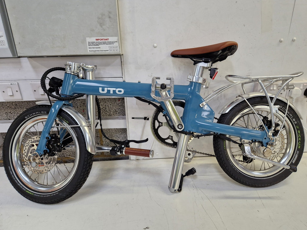 UTO Afternoon Vintage OG20 7-Speed 20" Wheel Folding Bike - Satin Blue (Dirty)