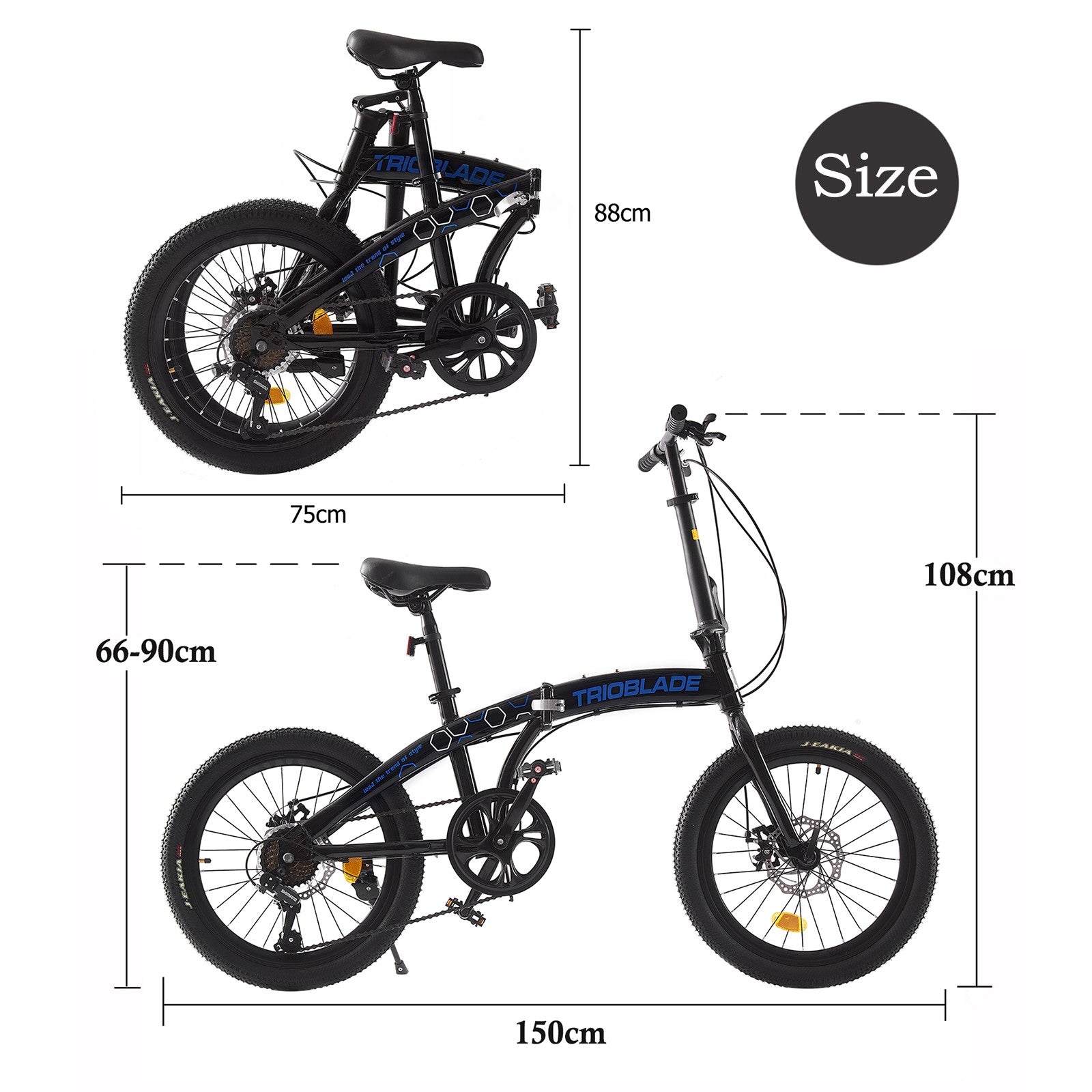 Folding Bicycle 20 Inch Bikes for Adults 7-Speed Variable Foldable City Bicycle