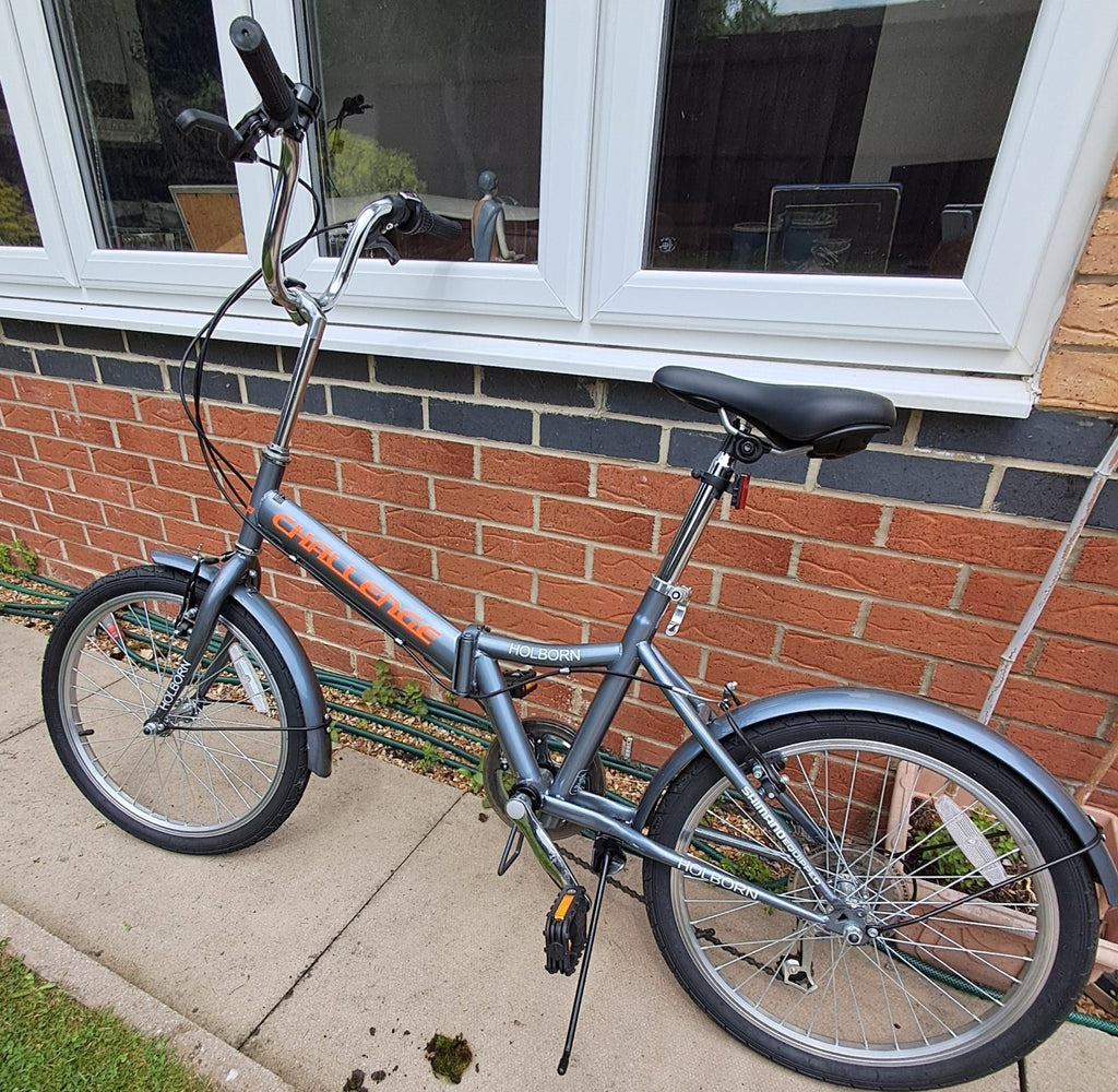 Challenge Holborn 20in Folding Bike Grey BMX Bars Derailleur V-Brake Stand
