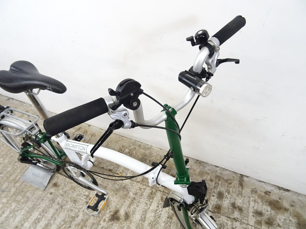 2013 Brompton M3R 16" Folding Bike Papyrus White / Racing Green Rack LoUsed VVGC