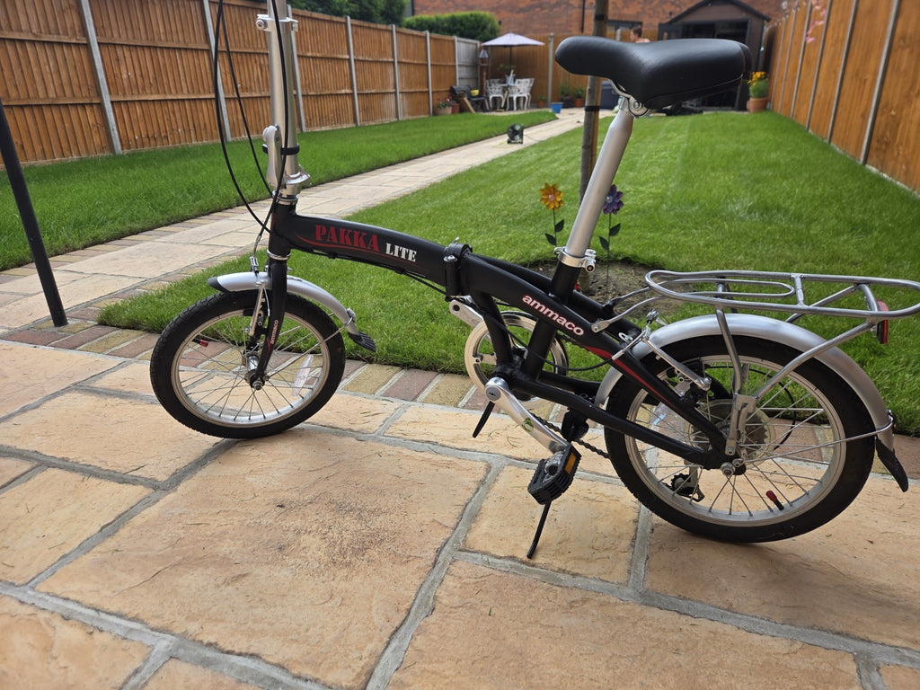 Ammaco Pakka Lite Folding Bicycle 16 Inch 6 Speed – Rear Rack – Good Condition