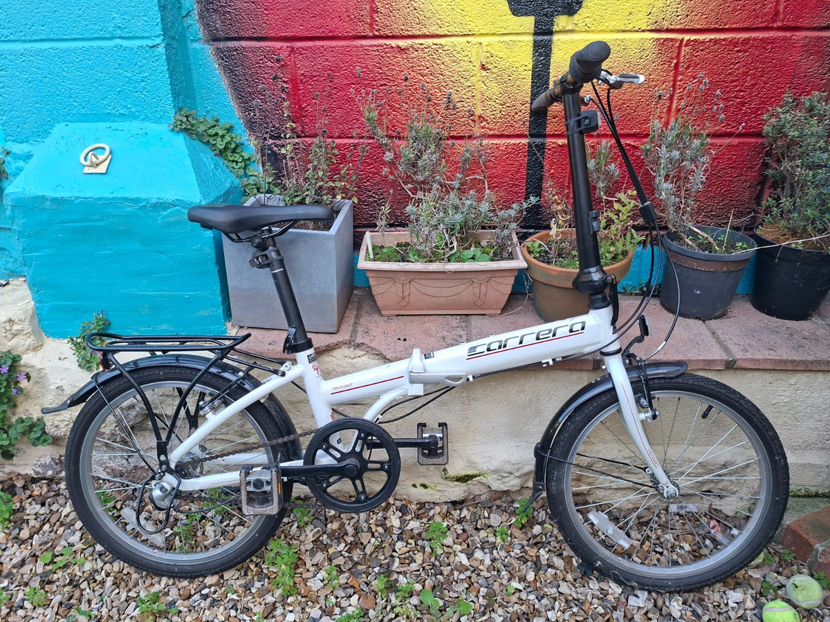 Carrera Transit Folding Bike 20” Wheels 8 Speed Alloy Frame Rack