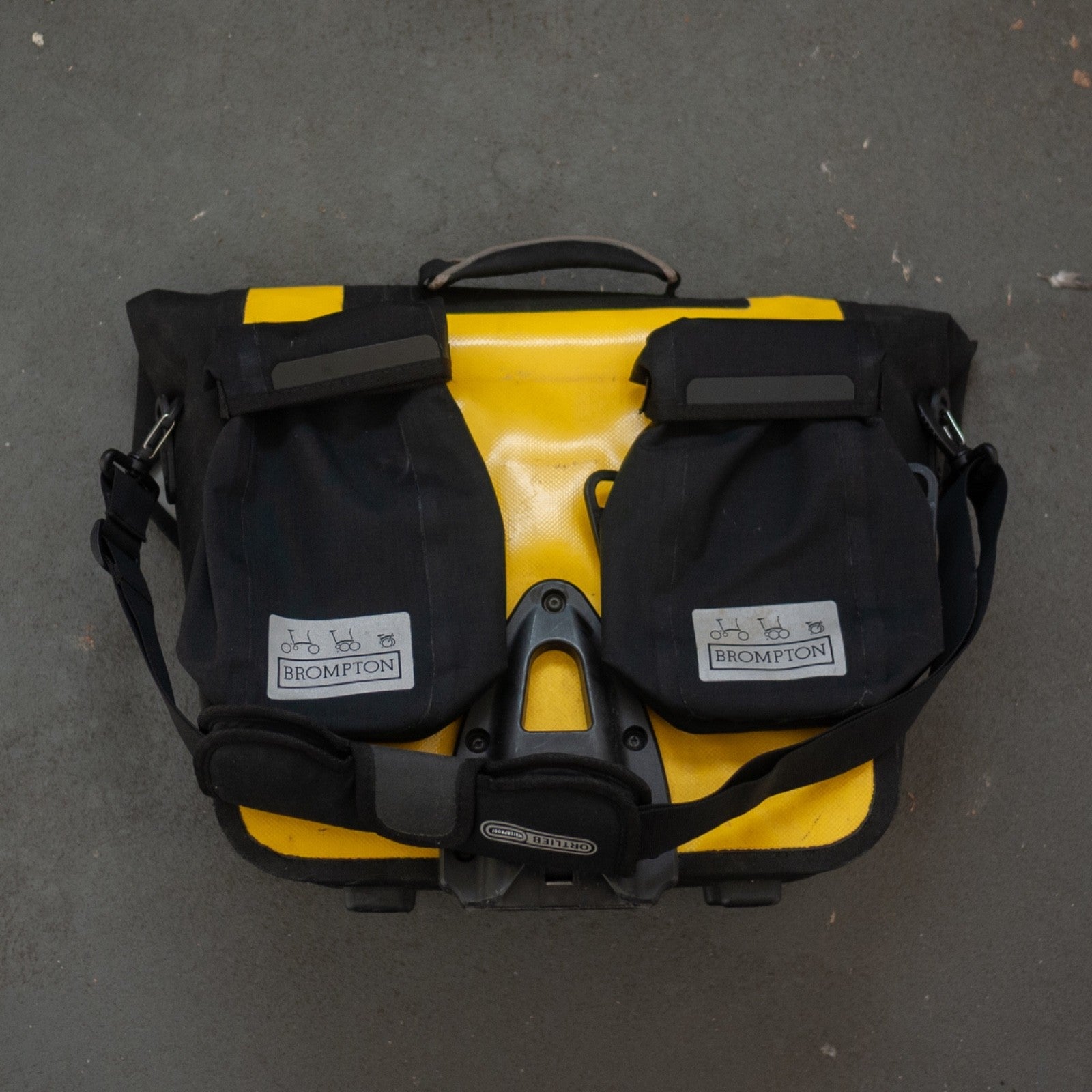 Brompton Ortlieb O Bag - Yellow & Brompton Front Carrier Block Same Day Dispatch