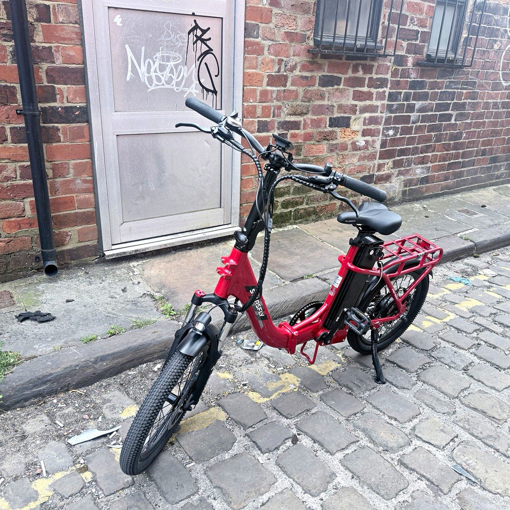 STARSFLY 20in Folding Bike 250W Rear Hub, Racks, Mudguards, Red/Black