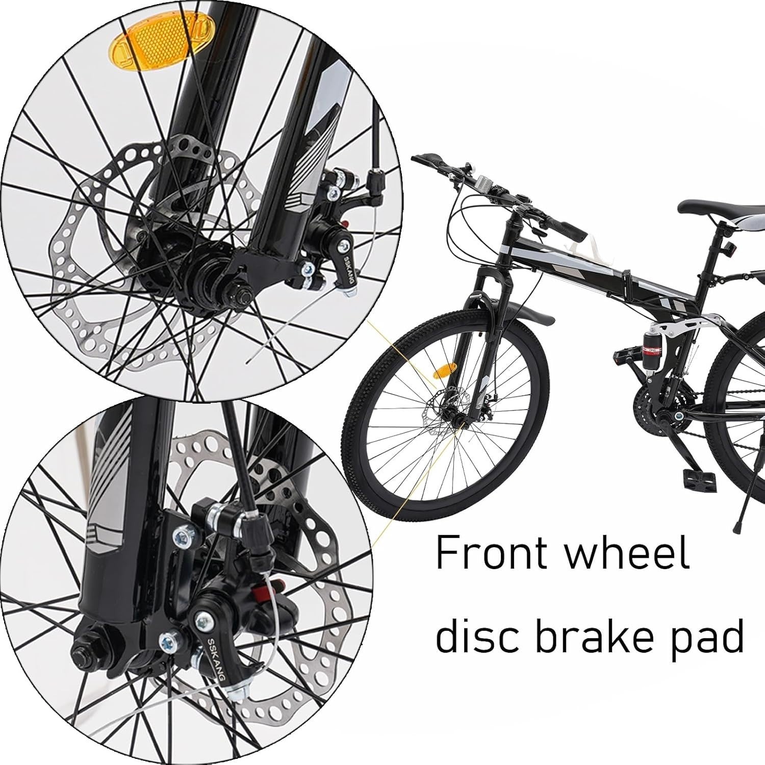 26" Folding Mountain Bike 21-Speed Disc Brake Carbon Steel Frame MTB
