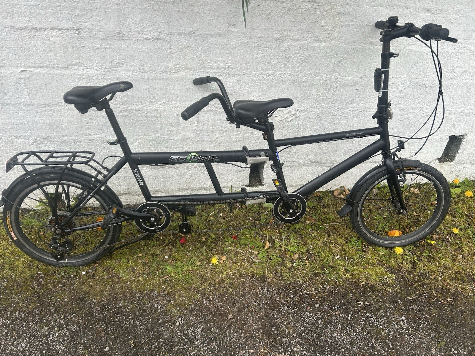 Ecosmo 20TF01BL 20 Inch Wheel Folding Tandem Bicycle Bike - Black