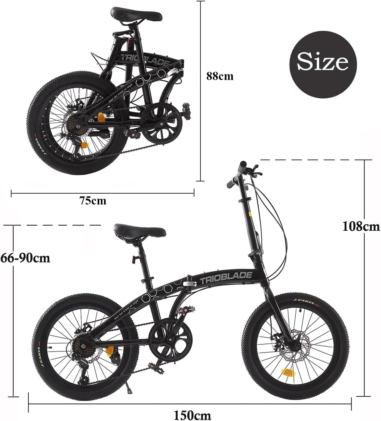20” Folding Bike 7-Speed Lightweight Aluminum Frame for Adults & Teens