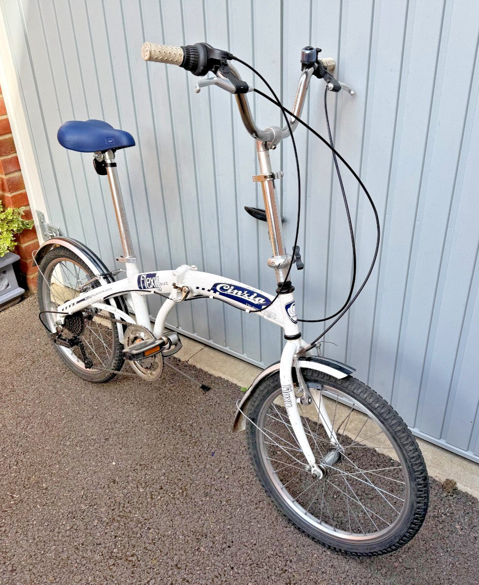 Unisex Mens Womens White Italian Cinzia Flexy Folding Bike