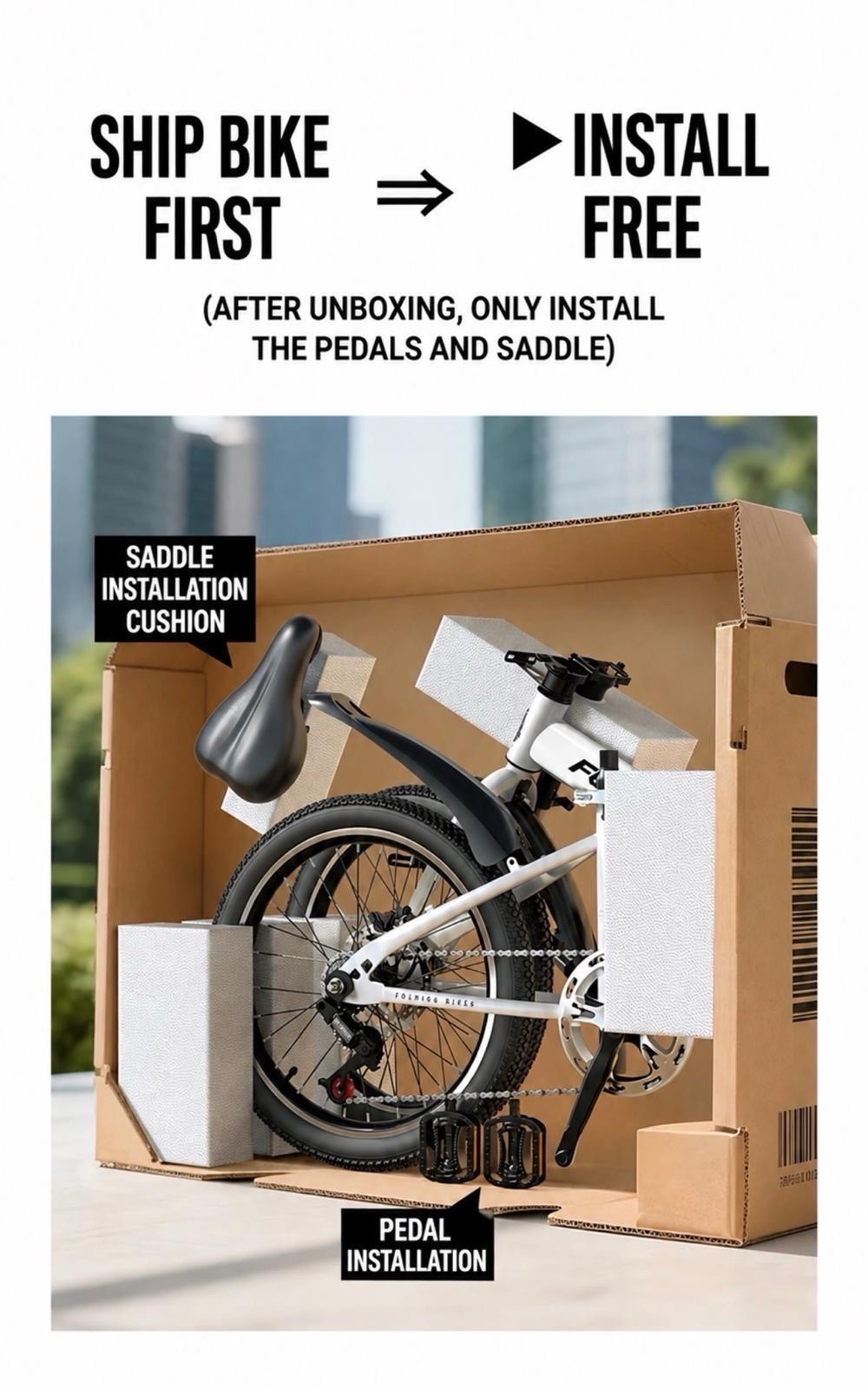 Forever Fold 20in Folding Bike 7-Speed Lightweight City Commuter Bicycle - grey
