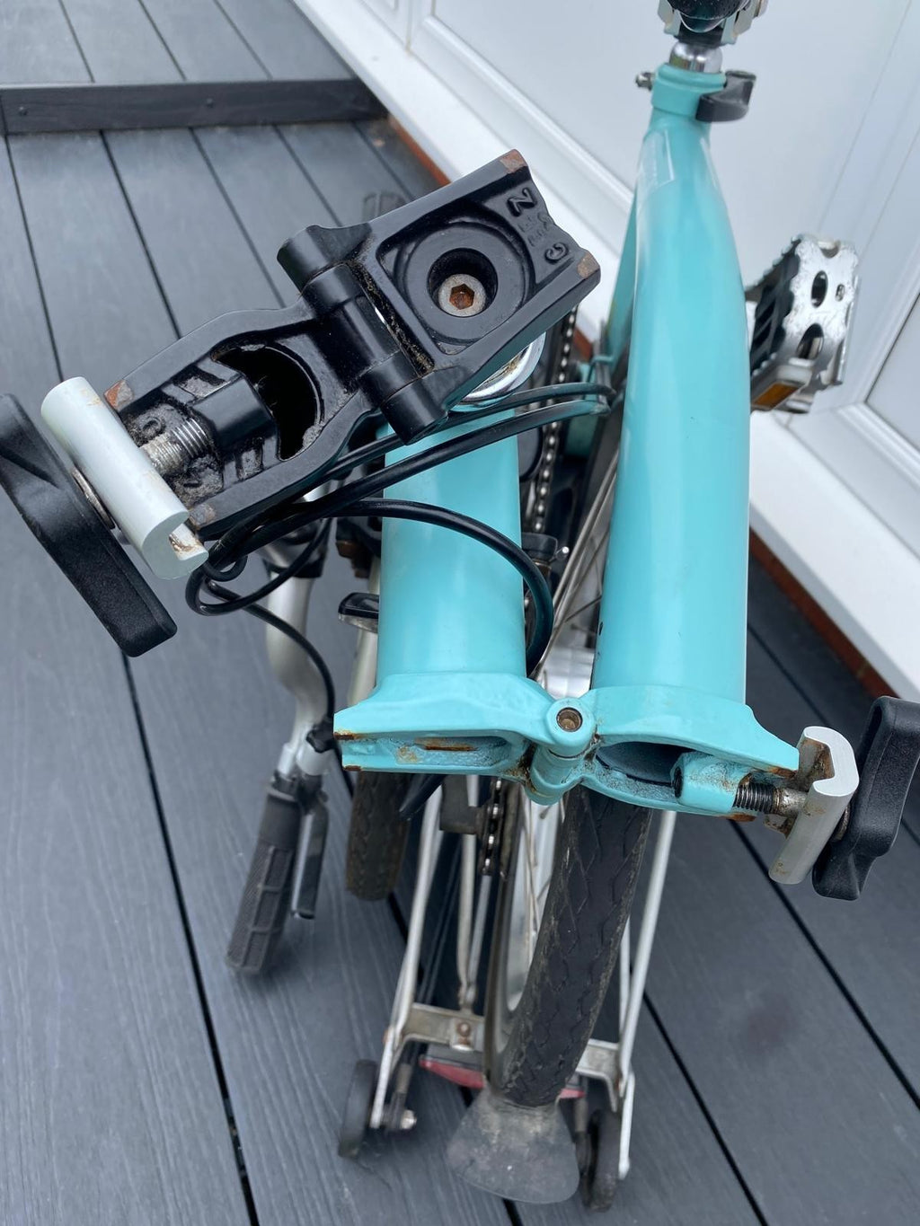 Brompton M3L.  Turkish Green and Black.  With Rear Luggage Rack