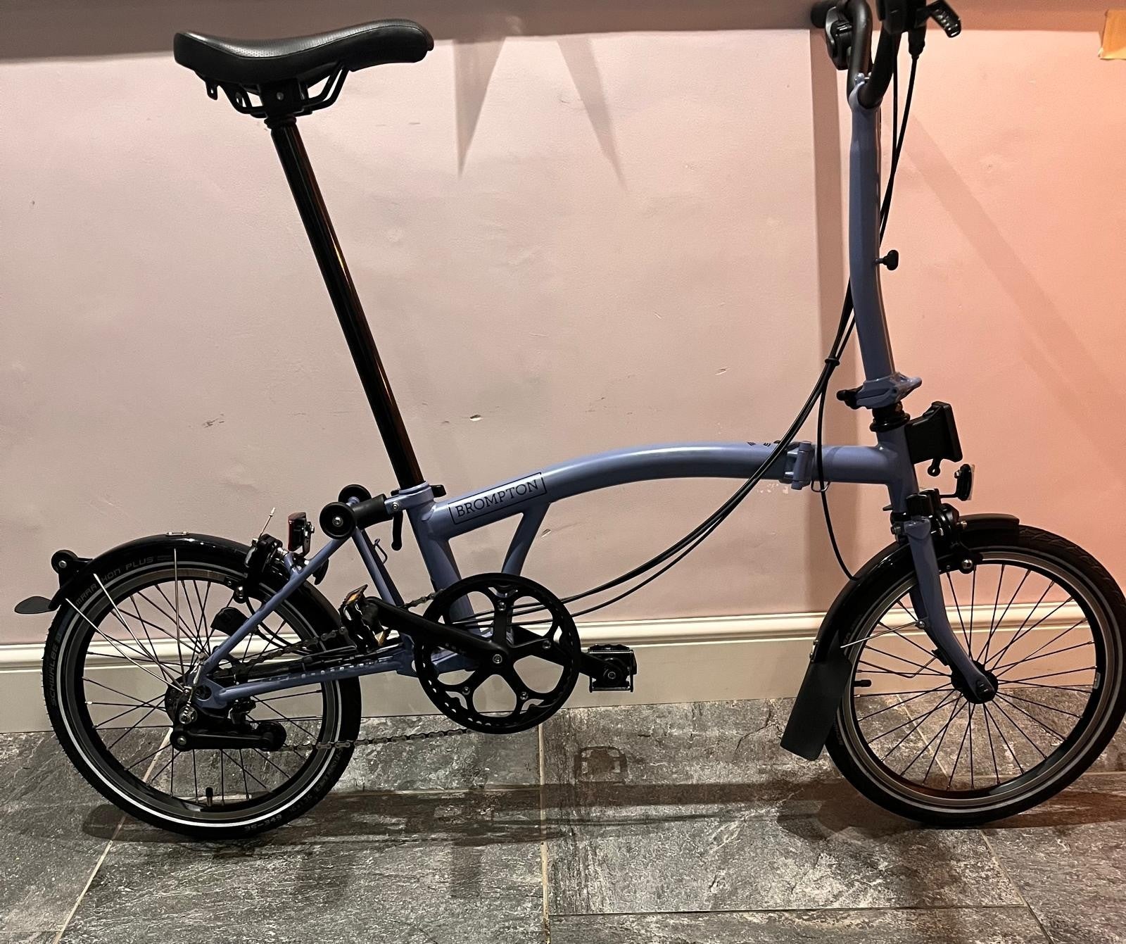 Ocean Blue Brompton C Line 6 Speed 2023 Folding Bike. Serviced, with accessories