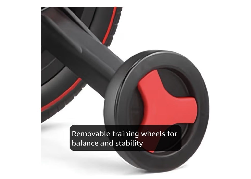 JMMD Kids Convertible Balance Bike/Tricycle 12in Black/Red Folding Adjustable