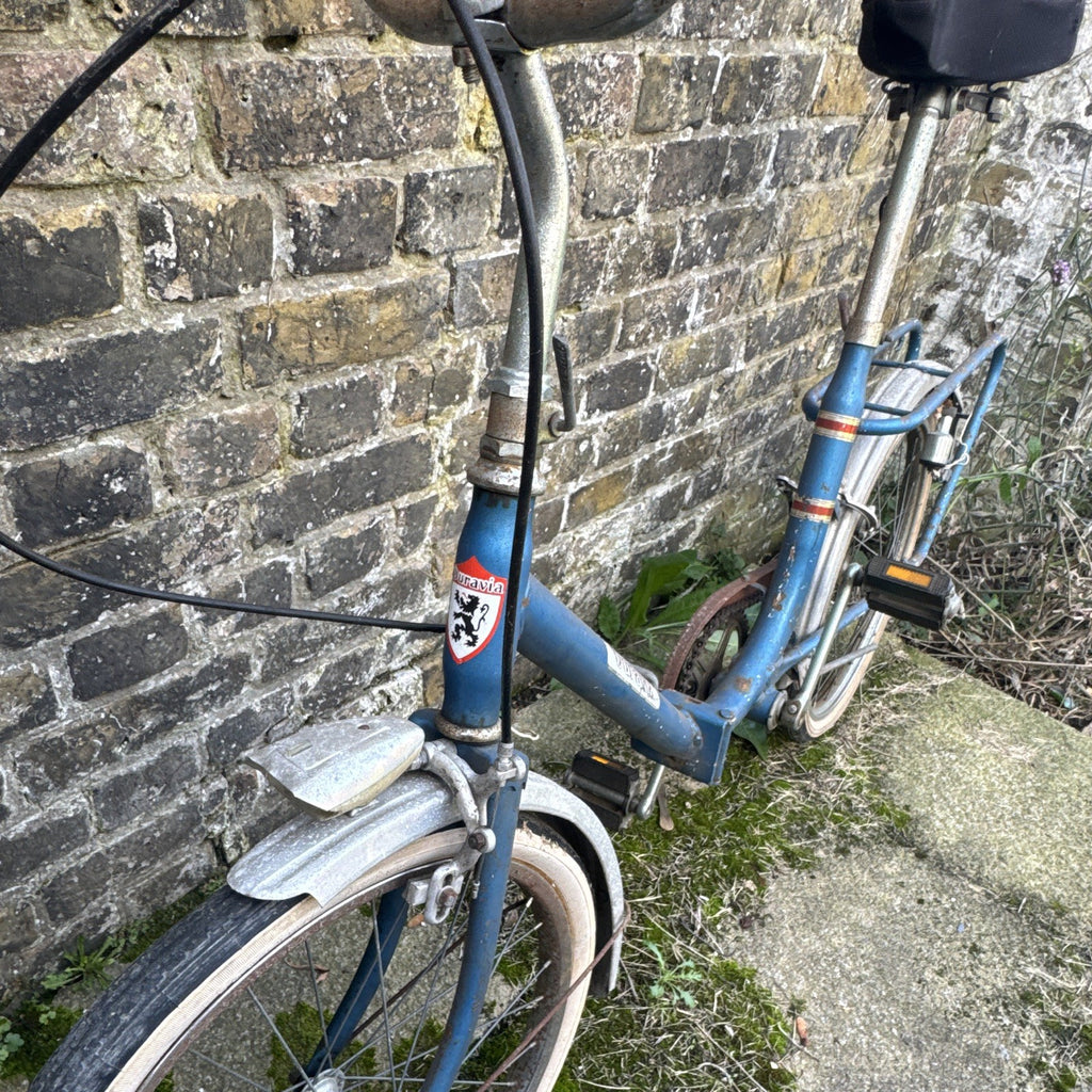 Dunavia Vintage Folding Bike 20in Blue Steel Hub Gears Mudguards Rear Rack