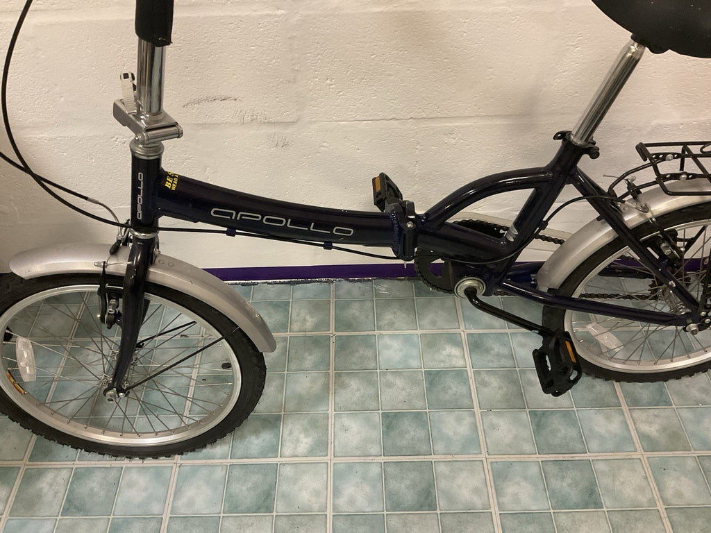 Pair of Apollo 20in Folding Bike Blue/Silver, Rear Rack, Mudguards & Reflectors