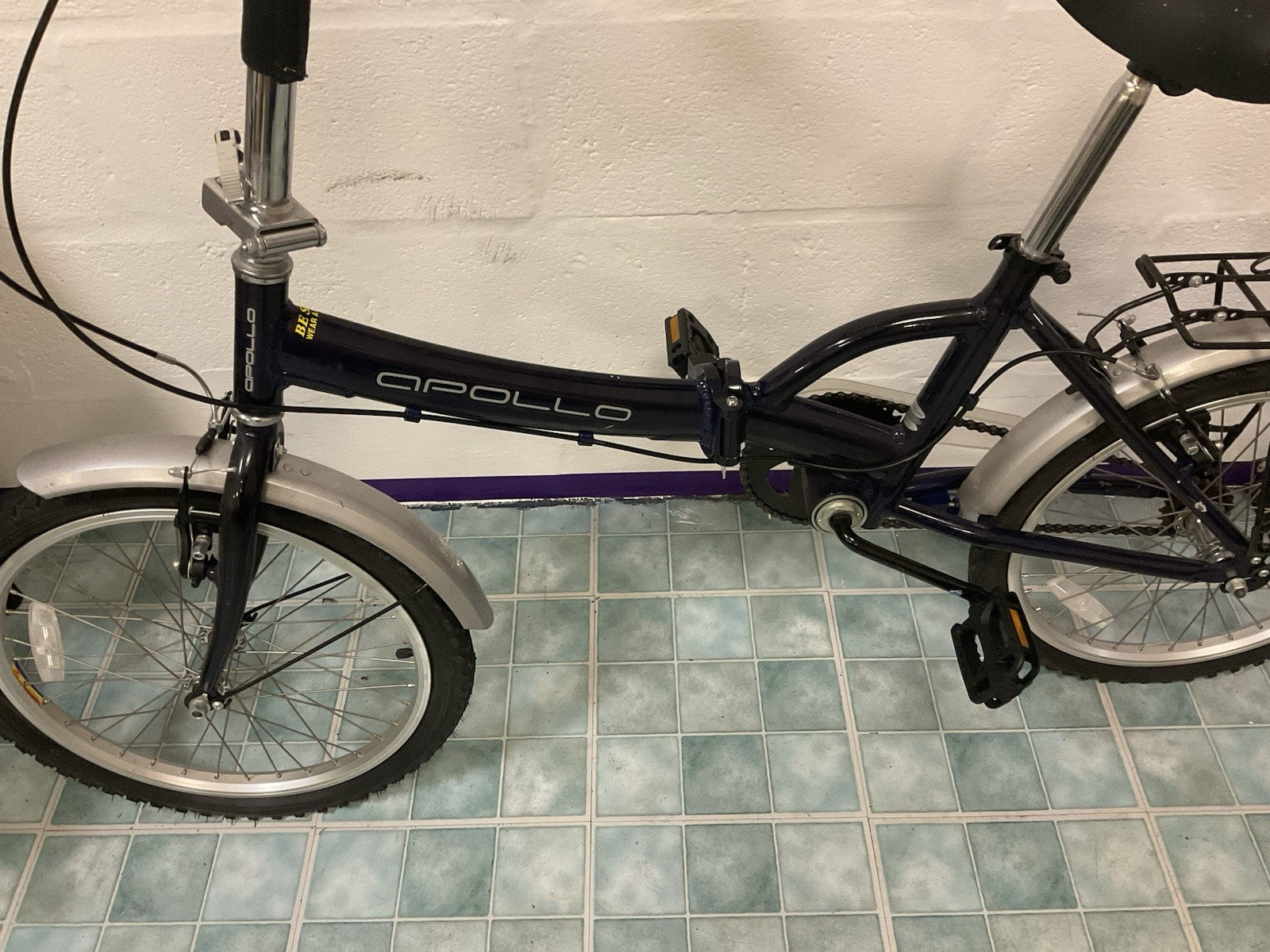 Pair of Apollo 20in Folding Bike Blue/Silver, Rear Rack, Mudguards & Reflectors