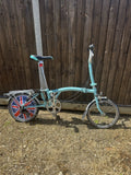 Brompton Folding Bike 16in Wheels Blue Rear Rack Mudguards Unisex Adults