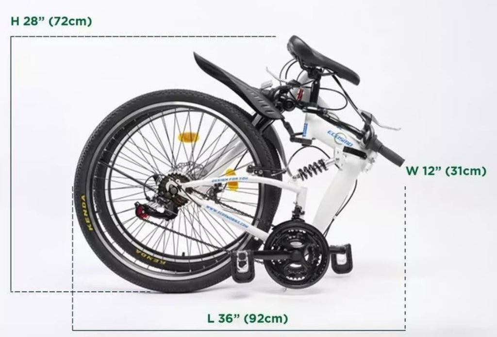 Mountain Bike Ecosmo of 26" Wheel 21Speed Shimano Gear Adult Folding MTB-26SF02W