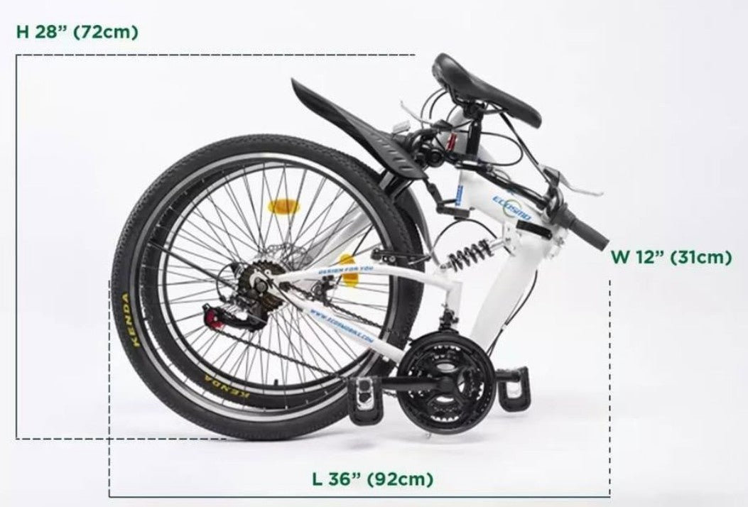 Mountain Bike Ecosmo of 26" Wheel 21Speed Shimano Gear Adult Folding MTB-26SF02W