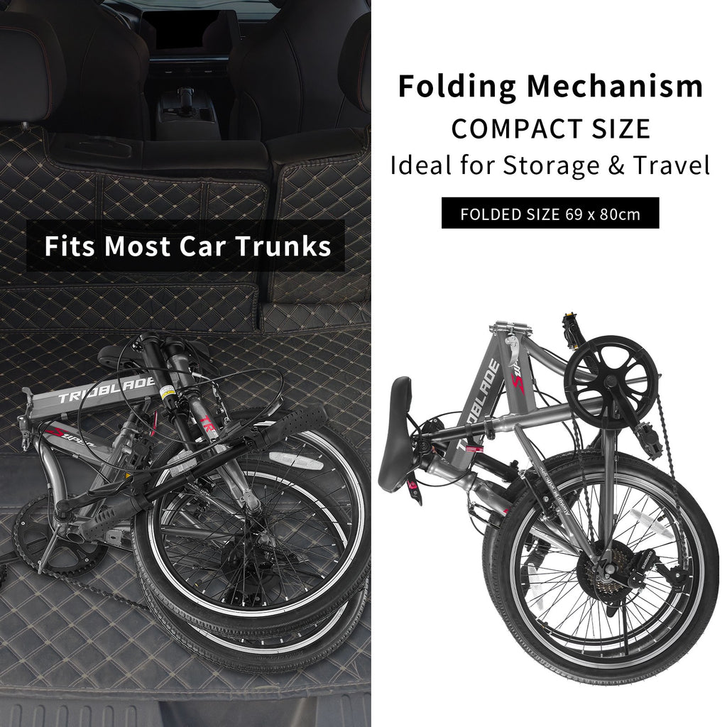 20Inch Folding Bike Adults Adjustable 7 Speed Bicycle Foldable City Bicycle Grey