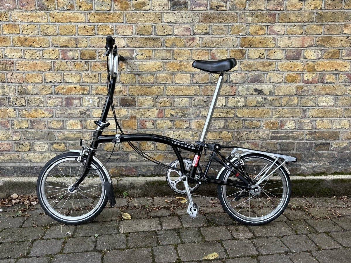 Brompton M6R Folding Bike 6-Speed - Black, w/ Mudguards and Rack - GC