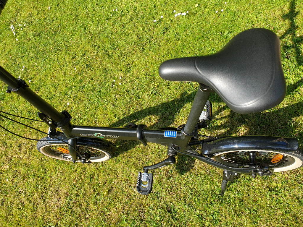 Folding Bicycle Ecosmo 16" Wheel Black Alloy 6SP Shimano Gear, DualDisc