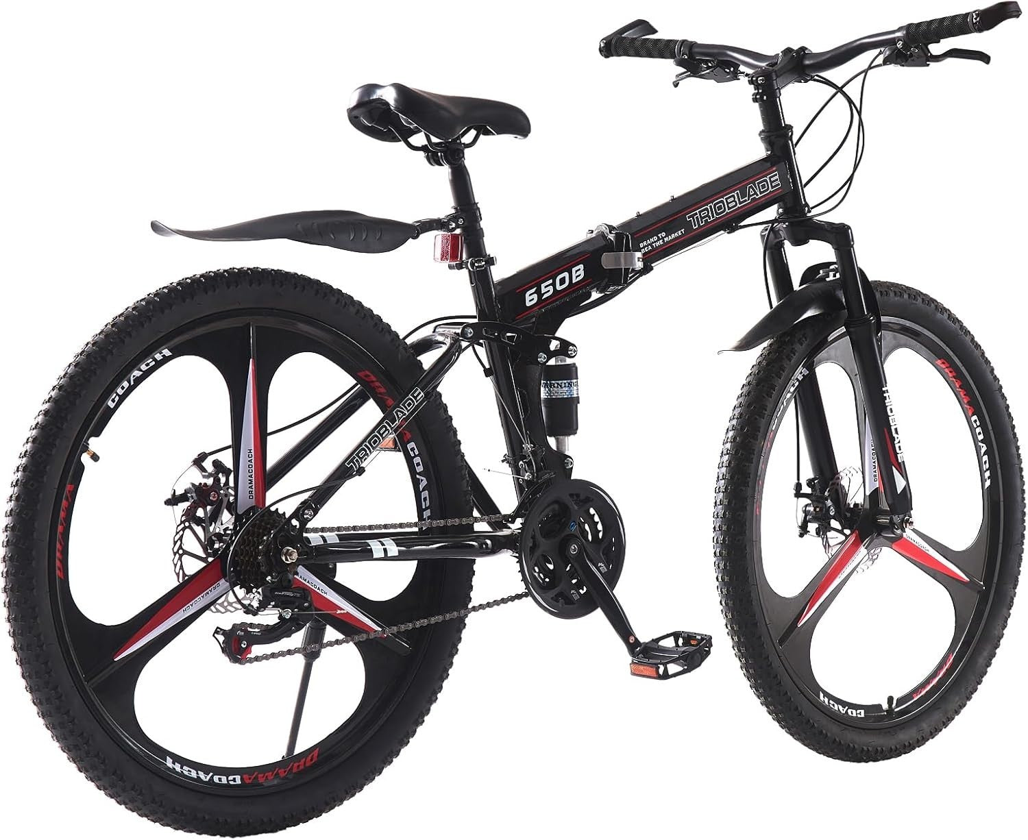 Foldable 27.5" Mountain Bike Dual Suspension 21-Speed 3-Spoke Wheels