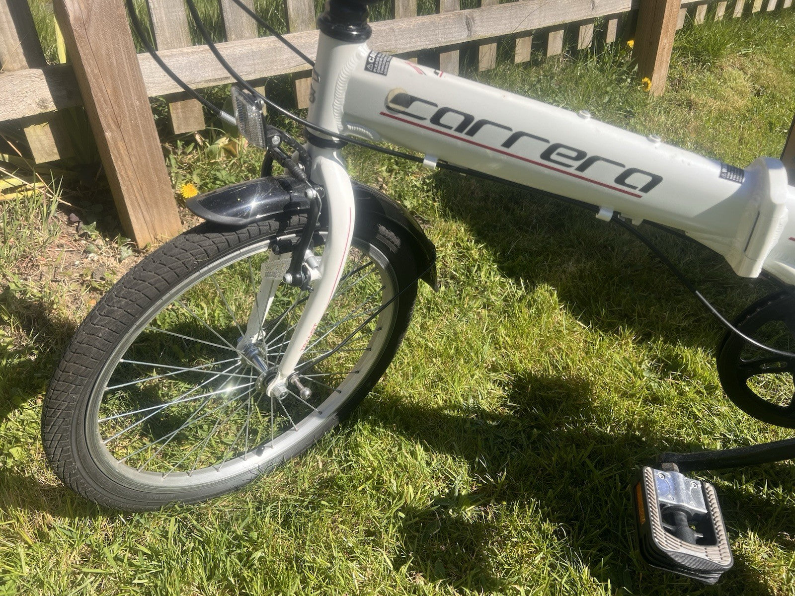 Carrera Transit 20in Folding Bike 3-Speed White/Black Rack Mudguards MPN 361292