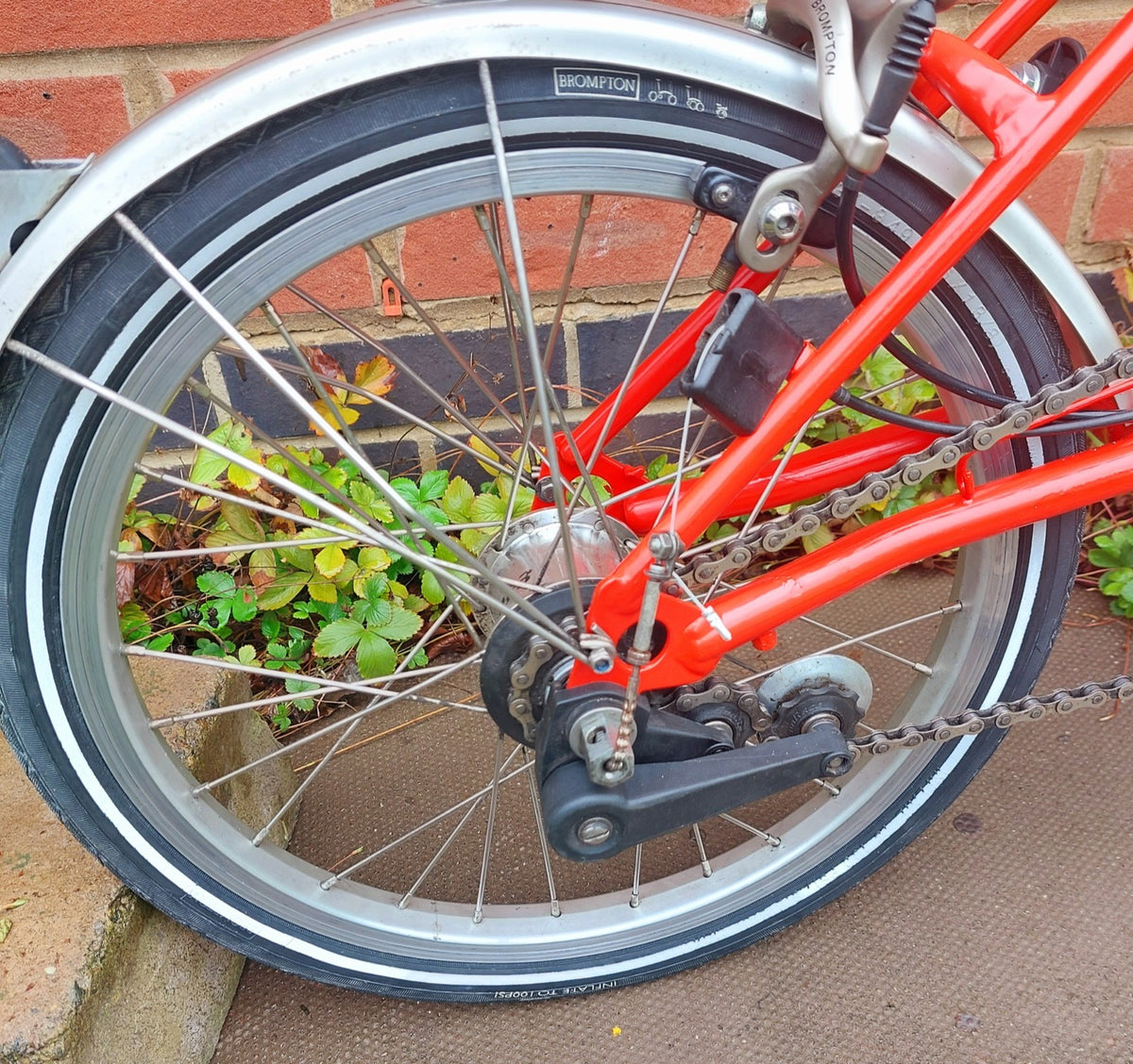 Brompton 3-Speed Red & Yellow Folding Bike + Front Travel Bag ('T-Bag')