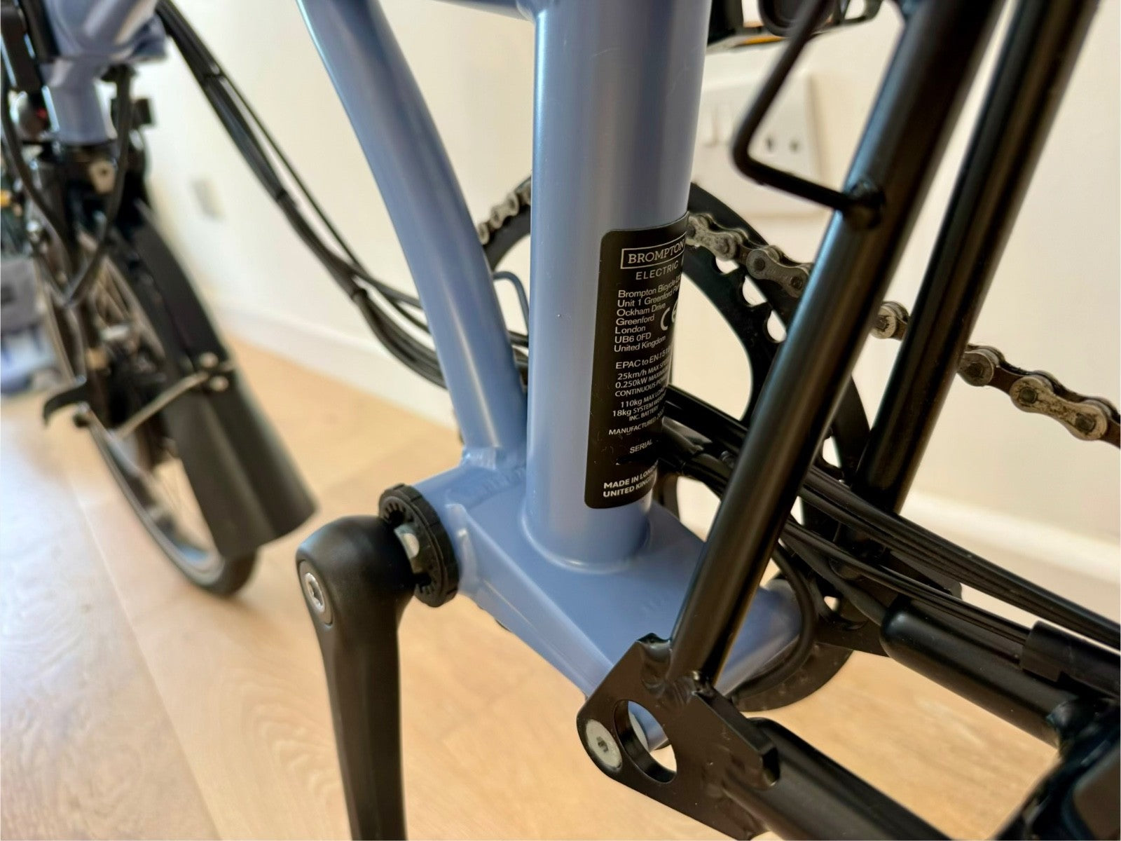 Brompton Electric C Line 6 Speed 2023 Cloud Blue Brooks Saddle - High Haddlebars
