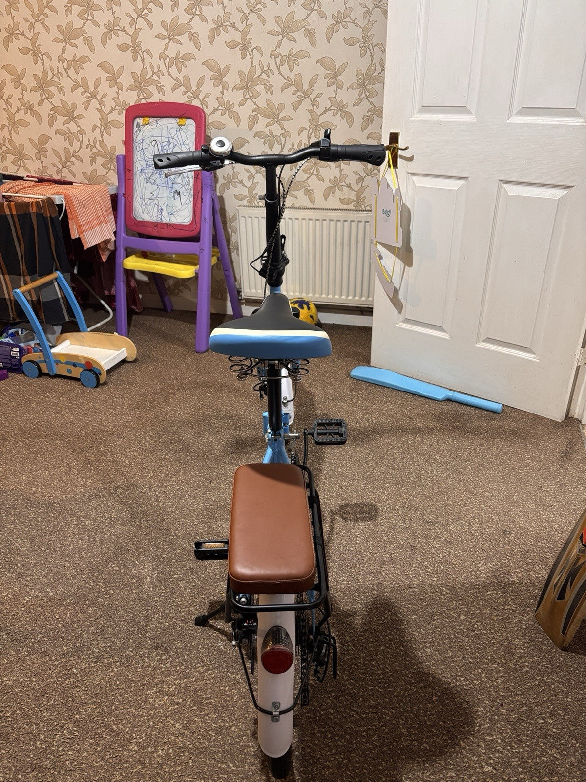 Digital sports Bicycle foldable 20in Blue/White,Rear Rack, Reflectors, V-Brakes
