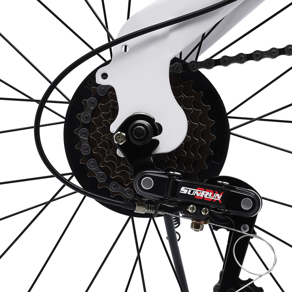 White Folding Bike Foldable City Bike for Adult 20" Commute Bicycle 6 Speed Gear