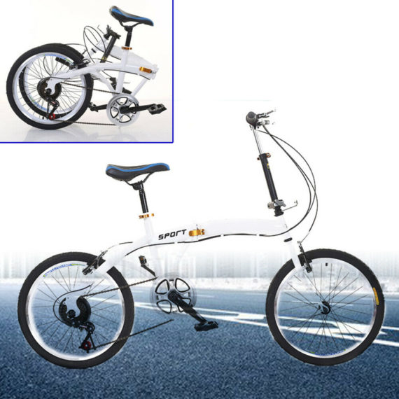 20'' Folding Bicycle Carbon Steel 7-speed Cycling Adult Bike Front & Rear Brake