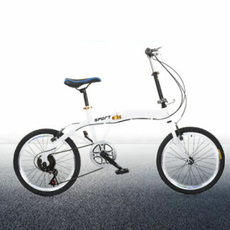 Unisex 20 Inch 7-Speed Folding Bike Double V Brakes for Camping & Travel White