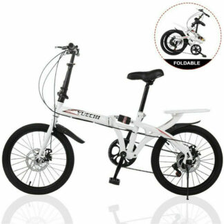 Full Suspension Folding Bike 20" Wheels 7 Speed Gears Disc Brakes Alloy Lightwei