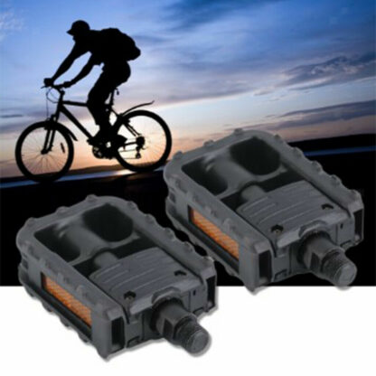 9/16" Durable Folding Bike Pedals Black Nylon Bicycle Flat Platform Pedals with