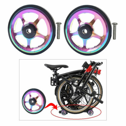 2x Deluxe Folding Bike Easy Wheel Pushing Easy Wheel Repair For Brompton