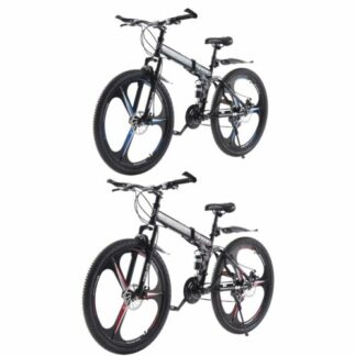 Folding Mountain Bike 27.5 Inch Wheels 21 Speed Full Suspension Bicycle for Mens - Folding Bikes 4U