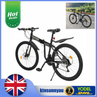 26" Mountain Bike Wheel Adult Bicycle MTB 21 Speed Folding Bike Black& White  - Folding Bikes 4U