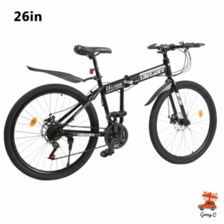 Mountain Bike 26" Wheel Adult Bicycle MTB 21 Speed Folding Bike Black& White  - Folding Bikes 4U