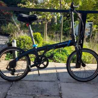 Dahon Vybe D7 Folding Bicycle Black/Blue 7 Speed Good Condition With Carry Strap - Folding Bikes 4U